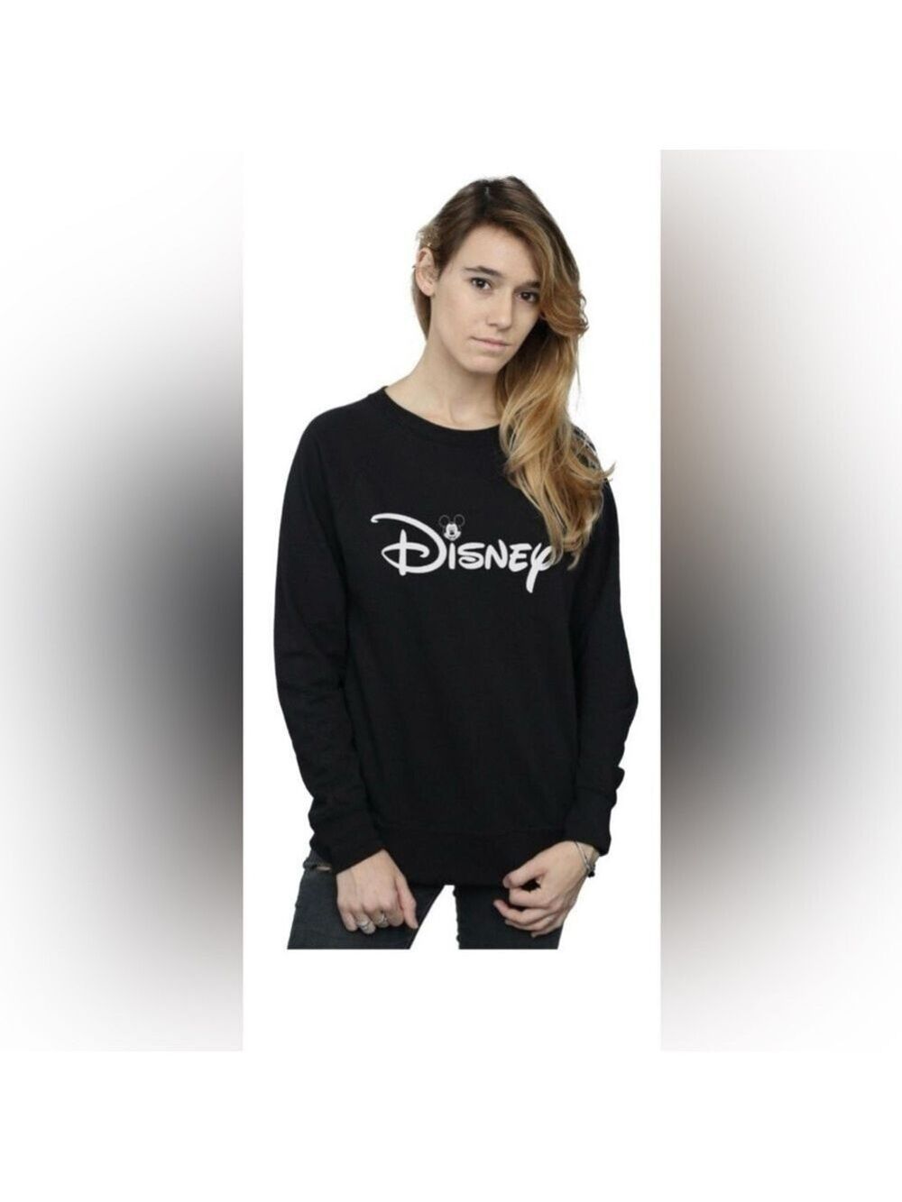 Disney Black with Silver Logo Long Sleeve Unisex Sweatshirt - Picture 2 of 12
